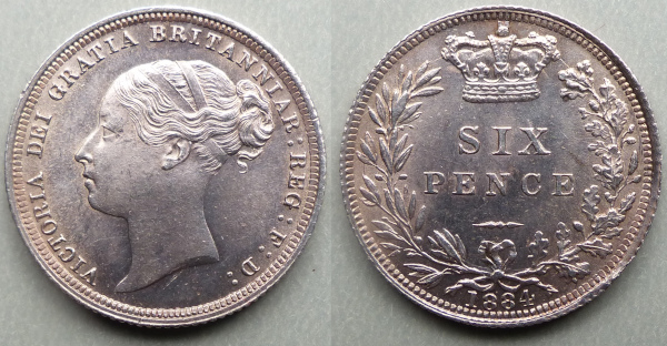 1884 sixpence